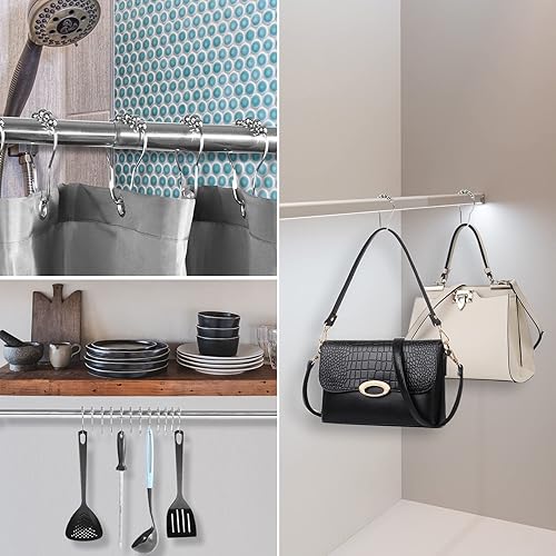 Miorkly Crochets de Rideau de Douche, Anneaux pour Rideaux de Douche Crochet en Métal Coulissant Acier Inoxydable 12pcs - Nail Gallerys