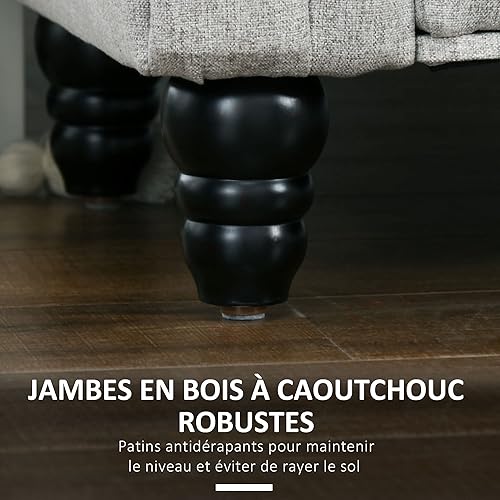 HOMCOM Banc de Rangement, Bout de lit, Coffre de Rangement en Tissu Aspect Lin avec Pieds en Bois, 146,5 x 49 x 72 cm, Gris - Nail Gallerys