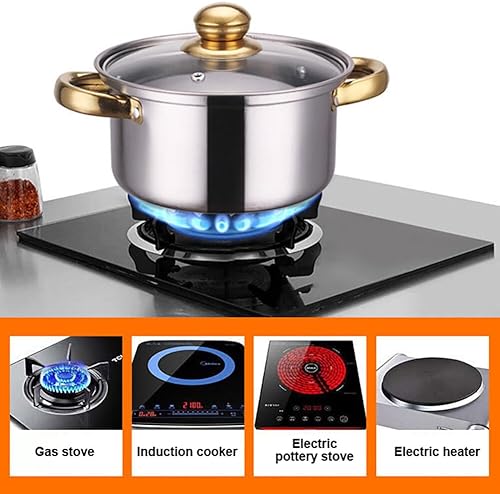 Uposao 10Pcs Batterie de Cuisine en Acier Inoxydable, Casseroles/Faitouts avec Couvercle en Verre pour Tous Feux Dont Induction - Nail Gallerys