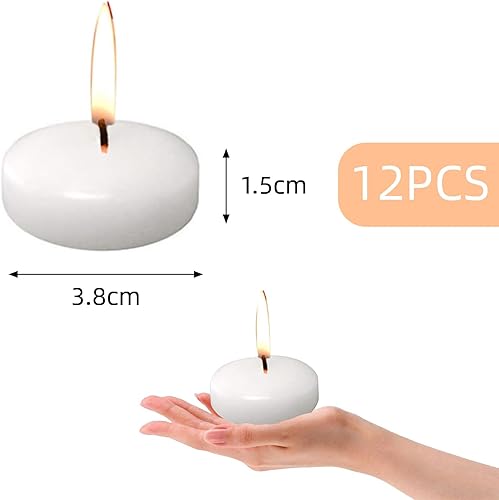 Lot de 12 bougies flottantes, blanches, en cire de paraffine, flottantes, 35 x 16 mm, idéales pour différentes occasions - Nail Gallerys