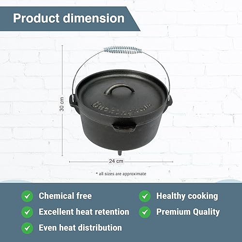 Buckingham 24 cm 4 l en Fonte pré-enduite Marmite en Fonte Noir - Nail Gallerys