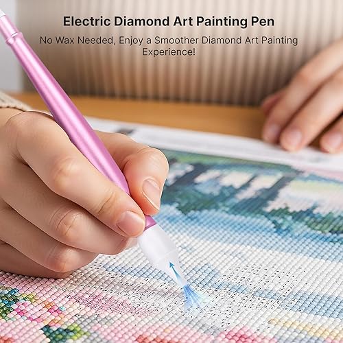 PP OPOUNT Stylo à Vide pour Art du Diamant, 4 Embouts de Perçage, Stylo Électrique avec Pompe à Vide - Rangement Intégré, Outils pour Peinture au Diamant, 2 Plateaux de Rangement (Violet) - Nail Gallerys