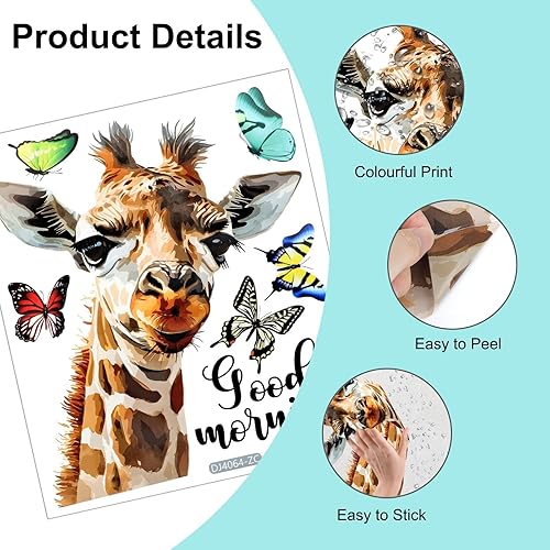 EEEKit Autocollants Fenêtre Animaux, Giraffe et Papillons Stickers Statique Drôles, Déco en Verre Anti-Collision pour Fenêtre - Nail Gallerys