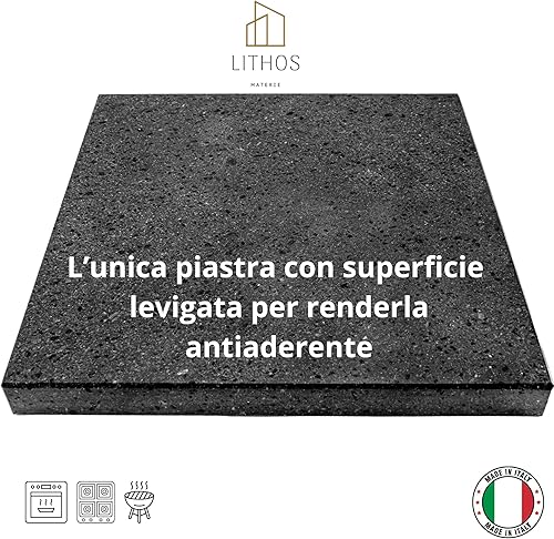 Pierre de lave Etnea - Plaque lisse pour pizza, viande, légumes - Dimensions au choix (35 x 35) - Nail Gallerys