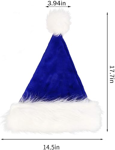 CCINEE Chapeau de Père Noël pour adultes, chapeau de Père Noël en peluche bleu en velours pour décoration de la maison, fournitures de fête - Nail Gallerys