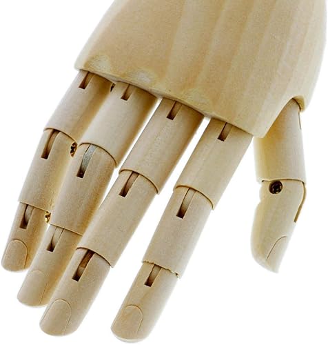 Wisboey Artiste en bois Mannequin de dessin Mannequin articulé avec doigts souples en bois main droite de 25,4 cm - Nail Gallerys
