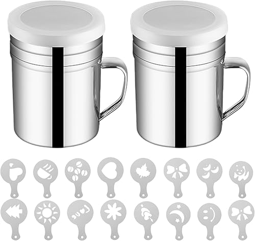 2 Bouteilles De Shaker À Poudre, 16 Moules Pour Shaker À Poudre, Shaker À Poudre En Acier Inoxydable, Shaker À Poudre De Cacao, Outils Pour Shaker À Poudre - Nail Gallerys