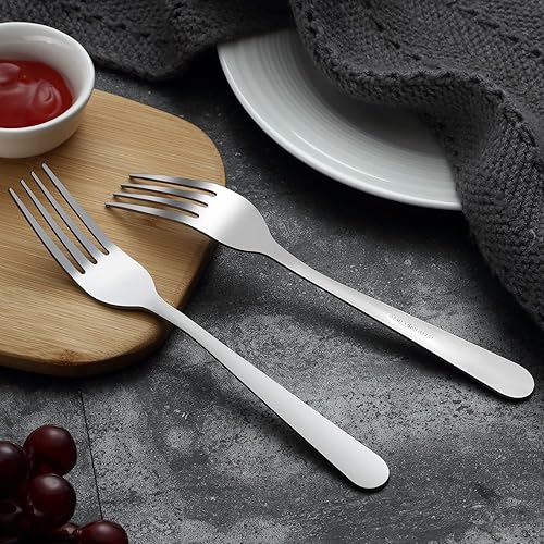 Lot de 24 fourchettes en acier inoxydable poli miroir - Passe au lave-vaisselle (18 cm) - Nail Gallerys