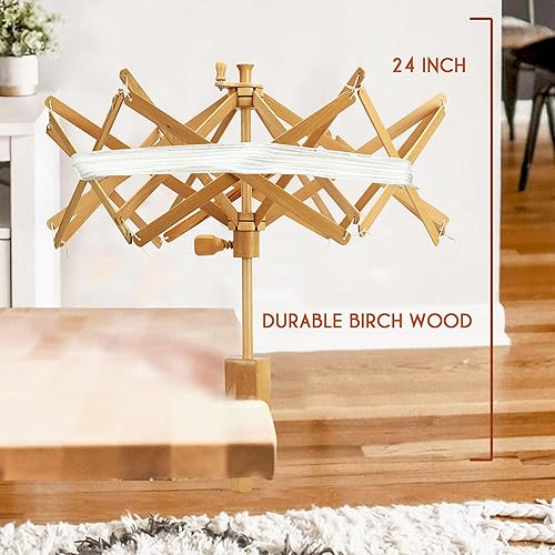 Brainmart Enrouleur de fil en bois Swift Parapluie Swift pour tricot, crochet, très résistant, bois de plage naturel, fait à la main, peut contenir jusqu'à un écheveau de 1,8 m de circonférence - Nail Gallerys