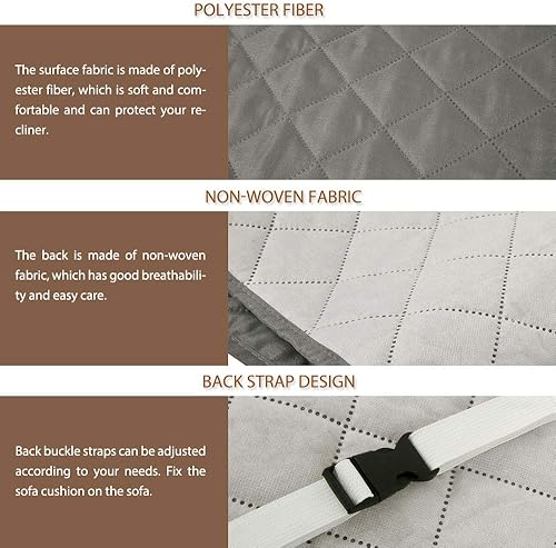 willkey Housse de Fauteuil Relax Matelassé Couvre Fauteuil Inclinable Doux Protecteur Canapé 1 Place Antidérapant pour Animaux de Compagnie (Gris) - Nail Gallerys