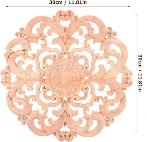 Garneck Applique en Bois Délicat Sculpté Décalque Rond Creux Décoratif Applique Incrustation Artisanat pour Armoires Murales Meubles Porte Armoires (Taille 4) - Nail Gallerys