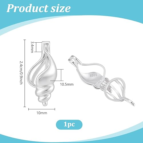 PH PandaHall Pendentif Cage à Perles en Argent Sterling 925 breloque pour 8mm Perles Porte Pierres Précieuses Médaillon pour la Fabrication de Colliers et de Bijoux - Nail Gallerys