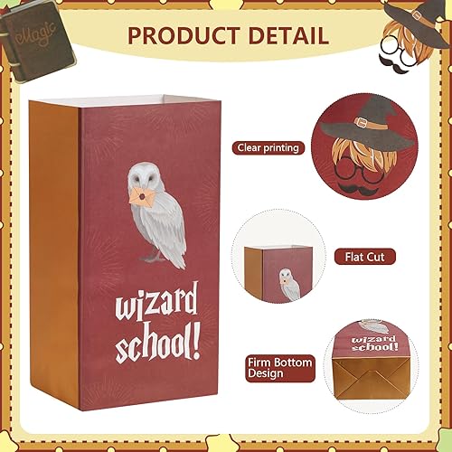 Sacs Cadeaux Magic Wizard - Pochette Cadeau 12 Pièces avec 2 Autocollants Mignons pour Anniversaire Enfant, Fêtes, Noël - Sachet Bonbons - Nail Gallerys