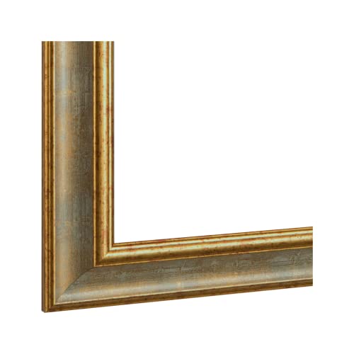 FRAMO N°50 Cadre photo baroque 75 x 100 cm en bois massif | Or antique | Cadre en bois rétro vintage antique avec vitre en verre synthétique incassable et crochets en métal - Nail Gallerys