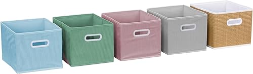 sweeek - Meuble de Rangement pour Enfant avec 7 Compartiments et 2 paniers Roses et 2 paniers Gris en Velours - Nail Gallerys
