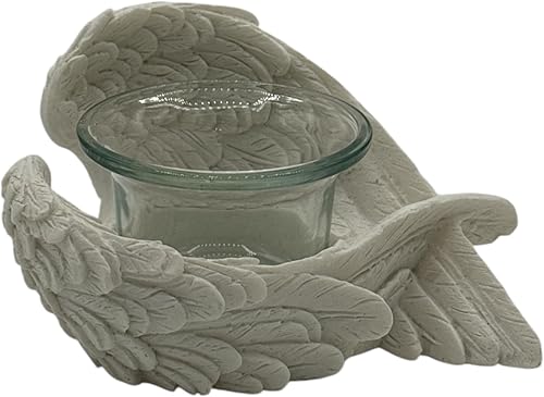 mtb more energy Photophore décoratif « Sheltering Wings » - Gauche - Ailes d'ange avec verre - Longueur 12 cm - Décoration ailes d'ange - Nail Gallerys