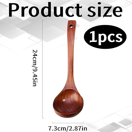 pcsfoe Cuillère en bois de 24 cm - Louche à soupe - Louche en bois - Grande louche - Pour restaurant, bouillie, soupe, pâtes, ragoût - Nail Gallerys