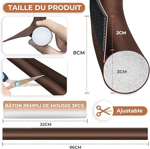 TOFFCAEA 3 Pièce Bas de Porte Unilatéral 96 X 5 CM (Brun, 3 Pièces) - Nail Gallerys