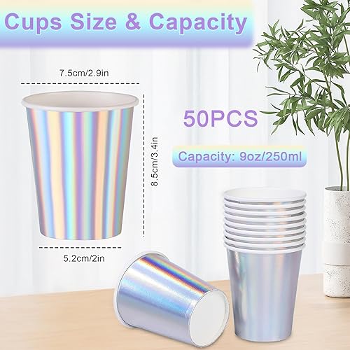 Chingcoo Lot de 50 gobelets en carton multicolores, 250 ml, gobelets à paillettes pour enfants, gobelets en carton pour mariage, fête colorée, gobelets en papier holographique argentés pour - Nail Gallerys