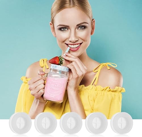 Garneck Lot de 20 couvercles en bois pour trou de paille - Réutilisables - Joint en silicone pour une meilleure fermeture - Convient pour les bocaux et les boissons - Nail Gallerys