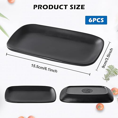 PORFOYO Assiettes Plates, Lot de 6 Plateau de Service Empilable, Assiettes À Dessert, Assiette Rectangulaire pour Fêtes, Évènements, Bars, Restaurants et Maison, 15,5 x 9,1x 1,8cm - Nail Gallerys