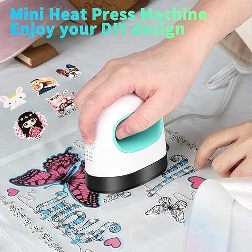 Mini Presse à Chaud, Apritsce Portable Presse à Transfert, 3 Réglages de Température Machine à Presse pour Bricolage Vêtements T-Shirts Chaussures Chapeaux - Nail Gallerys