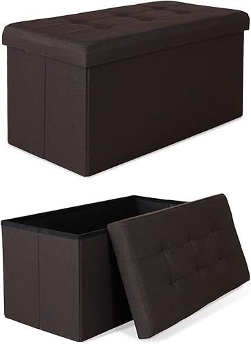 dibea Tabouret Pliable en Lin Cube Coffre de Rangement, 76x38x38 cm Gris - Nail Gallerys