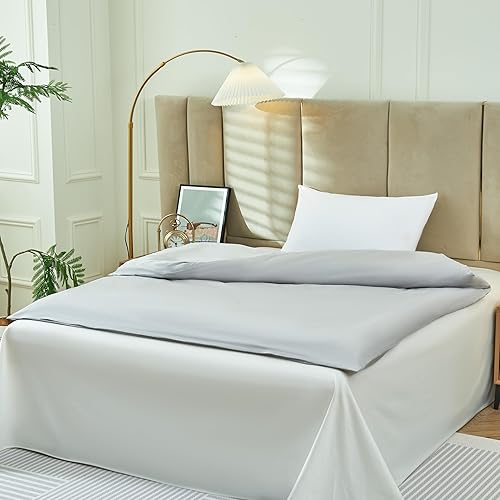 Sleepymoon Housse de couette, pour adulte, housse amovible, lavable, en coton gris clair, 152 x 203 cm, 100 % coton naturel - Nail Gallerys