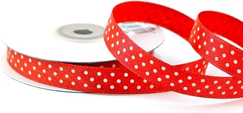 Creativery Rouleau de ruban de satin de 25 m x 12 mm - Avec pois - Vieux rose - Nail Gallerys