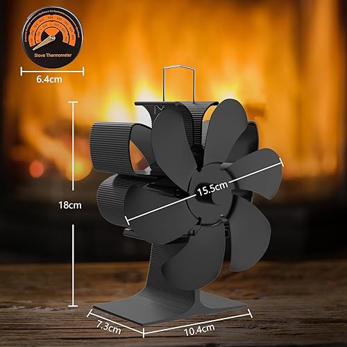 IMAYCC Ventilateur de cheminée - Ventilateur de poêle avec 6 pales - Pas d'électricité nécessaire - Ventilateur de poêle alimenté par la chaleur - Économie de carburant efficace - Pour poêle à bois - Nail Gallerys