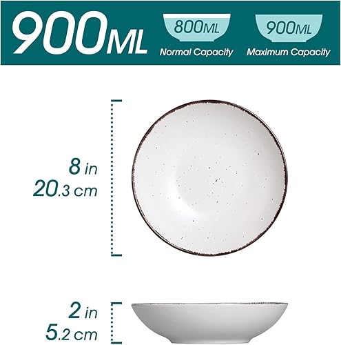 vancasso, Série Moda, Assiette Creuse en Céramique, Assiette à Soupe Saladier - 4 Pièces - Nail Gallerys