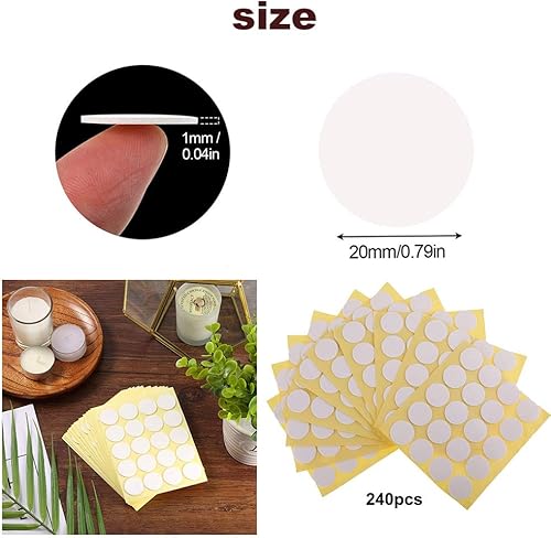 240 Pièces Autocollants de Mèche de Bougie, Meches Autocollants, Mèche de Cire Autocollante, Autocollant Double Face Résistant à la Chaleur pour La Fabrication de Bougies - Nail Gallerys