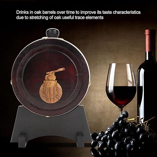 Fût de Vin en Chêne avec Robinet en Plastique Distributeur de Lumière, Support Fait Main, Fût de Chêne 1,5/3/5/10 L Bois Vintage, Améliore le Goût de la Boisson (-JY07341-01) - Nail Gallerys