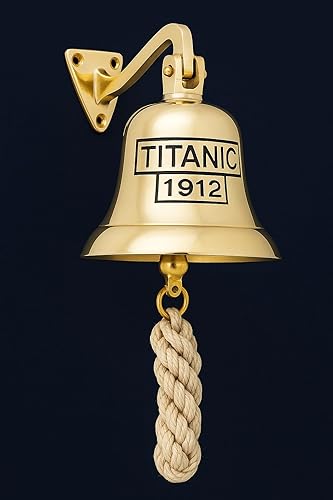 ROCKING GIFTS Boat Cloche pour accrocher au Mur de Laiton Titanic 10 cm avec Corde Rattat, réception Timbre, décoration Nautique rétro Vintage - Nail Gallerys