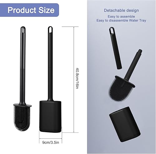 JurciCat Brosse wc silicone Balai toilette wc avec support respirant à séchage rapide(Noir et blanc)Brosse toilettes wc murale et verticale pour toilettes de salle de bains Un Nettoyage en Profondeur - Nail Gallerys