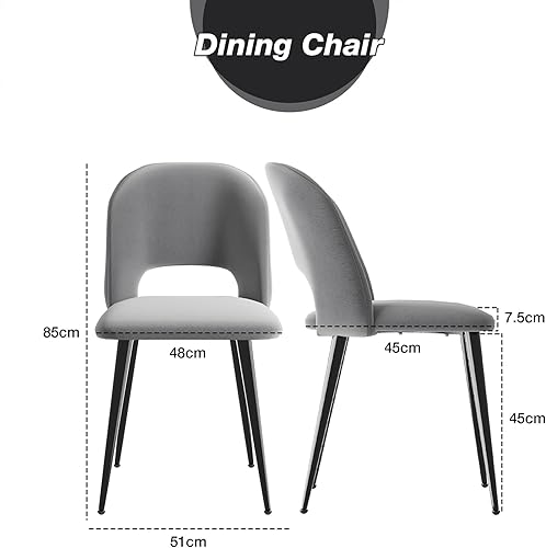 DHHOZAMZ Lot de 4 Chaises Salle à Manger, Chaises de Cuisine Rembourrées avec Dossier Doux, Pieds Réglables en Métal, Chaises pour Cuisine Salon Chambre Bureau, Vert - Nail Gallerys