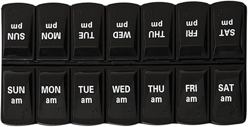 Boîte de stockage de médicaments - boîte de médecine portable | Polyvalent 7 jours 2 fois par jour AM/PM Planificateur de médicaments, 7 compartiments Dispensateur de pilules, étui de pilule pour la - Nail Gallerys