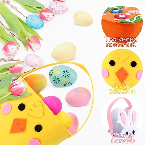 Yanghad Panier de Pâques en Feutre à Remplir, 3 Pièces Panier de Paques Enfant, Sacs à Oeuf Fourre Tout Couleur, pour Chasse aux Oeufs de Pâques - Nail Gallerys