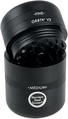 Kannastör GR8TR V2 Grinder – Corps solide avec écran en acier inoxydable facile à changer (Argent mat) - Nail Gallerys