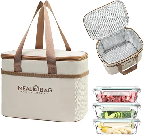 MSLSOZ Sac à déjeuner pliable, sac isotherme repas, résistant à l'eau, sac à déjeuner isotherme réutilisable pour femme, homme, enfant et étudiant, voyage, pique-nique (Kaki). - Nail Gallerys