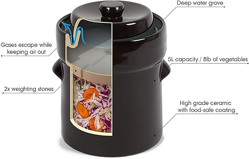 Pot à choucroute en grès pour la lactofermentation 25 litres+Mandoline - Nail Gallerys