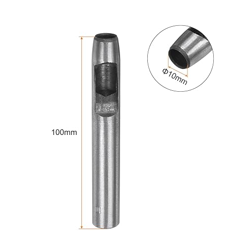 QUARKZMAN Poinçon Creux pour Cuir de 10 mm - Outil de Poinçonnage Rond pour Ceinture en Acier au Carbone - Poinçon Unique en Cuir - Artisanat - Papier - Tissu - Plastique - Matériau Souple - Nail Gallerys