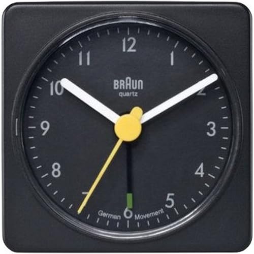 Braun BNC002BKBK Réveil de voyage carré classique Noir,5,6 x 5,6 x 3,1 cm - Nail Gallerys