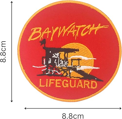 GK - Écusson brodé thermocollant Baywatch Lifeguard - Rouge - Ronde - Patch - 8.8 cm - Fil - Détailé et Intricat - Thème Baywatch Style Rouge - Nail Gallerys