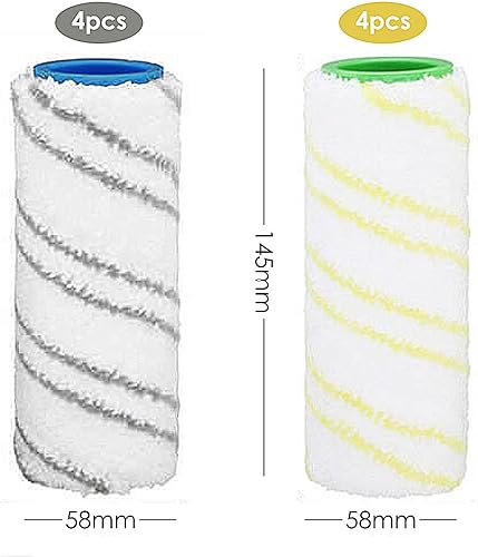 8 Rouleau pour Karcher FC7 FC5 FC3D FC3, Rouleau pour Karcher, Rouleaux De Rechange, Brosses de Nettoyage Accessoire Remplacement des Rouleaux 2.055-006.0 et 2.055-006.0 (Jaune et Gris) - Nail Gallerys