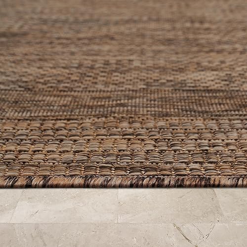 Paco Home Tapis Exterieur Rond Terrasse Balcon Tapis Cuisine Motif Geometrique Moderne Rayures avec Bordure, Dimension:120 cm Rond, Couleur:Blanc - Nail Gallerys