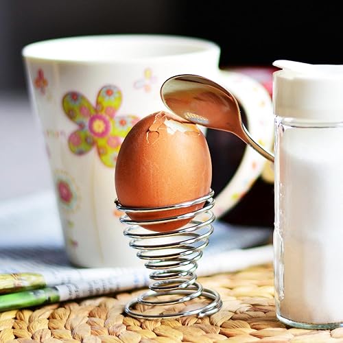 co-four® 6x coquetiers en métal chromé, porte-oeufs nobles à l'aspect métallique, set petit-déjeuner en spirale (06 pièces - spirale) - Nail Gallerys