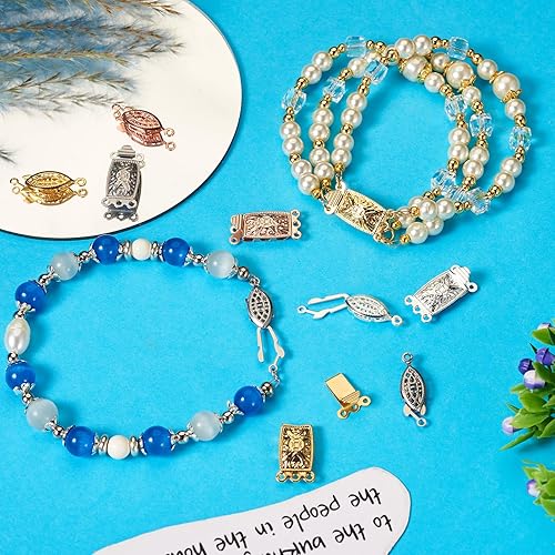 PH PandaHall Lot de 8 fermoirs en acier inoxydable 304 : fermoirs rectangulaires et œil de cheval pour la fabrication de bijoux multi-brins - Nail Gallerys