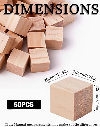 KGDUYC Lot de 50 Petits Cubes en Bois Vierges 2 x 2 x 2 cm Matériau de Bricolage Pions et Cubes pour Bricolage, tampons, Puzzles et Blocs en Bois - Nail Gallerys