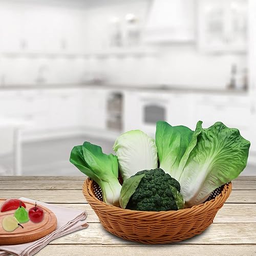 Woration Green Artificielle Légumes Set Laitue Brocoli Choux PU Aliments Modèle Décoration pour Maison Cuisine Boutique Cabinet Supermarché Jardin DIY Garland 5pcs - Nail Gallerys